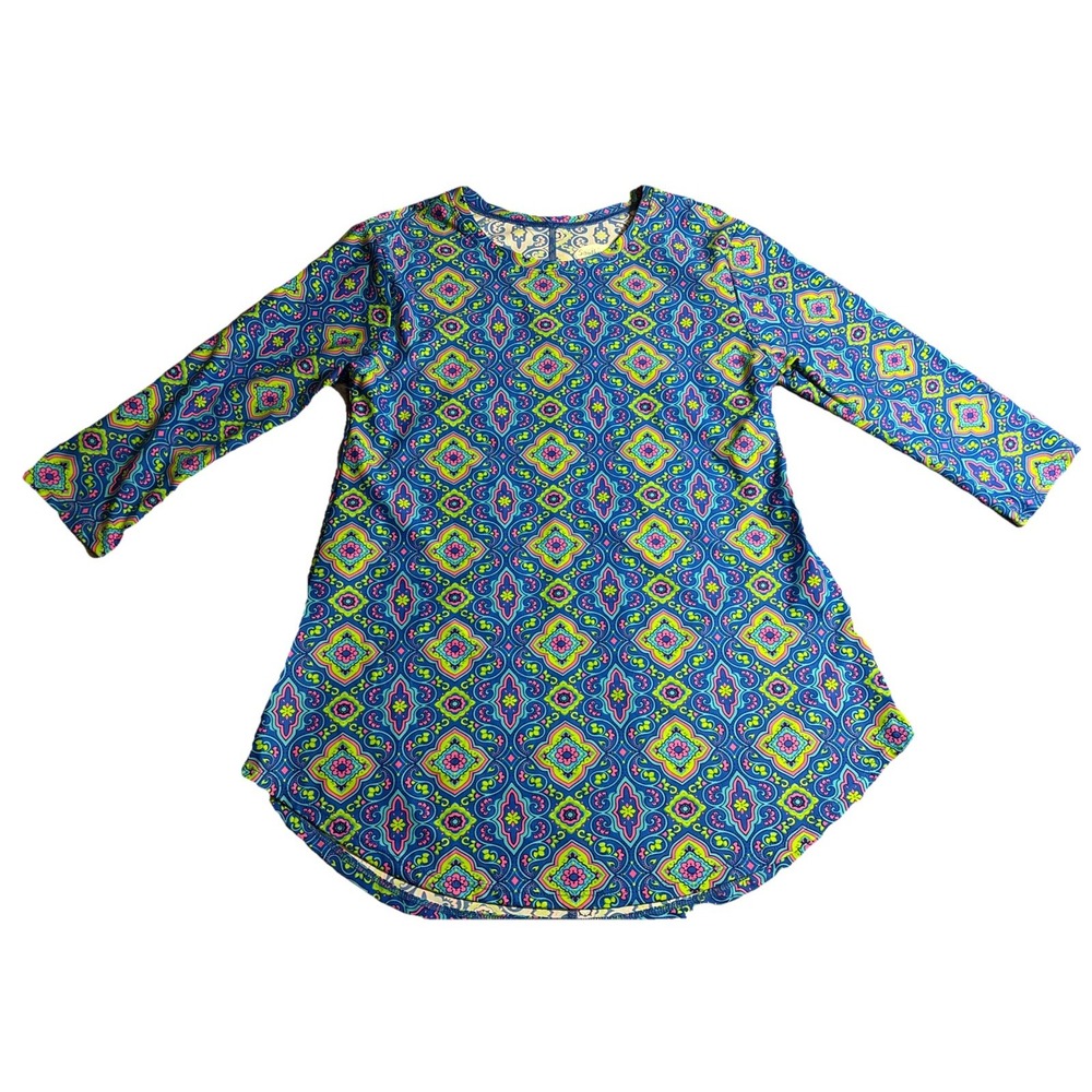 Southwind Apparel Women's NWT Kaleidoscope Blue Floral Top Sz Med